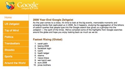 Google Zeitgeist 2008
